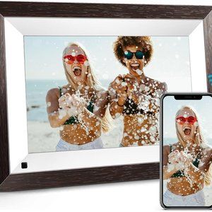Smart Wi-Fi HD Picture Frame 10.1 Inch with Wood Effect Electronic Digital Photo
